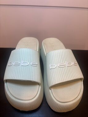 bebe Pastel Mint Logo Slide Sandals